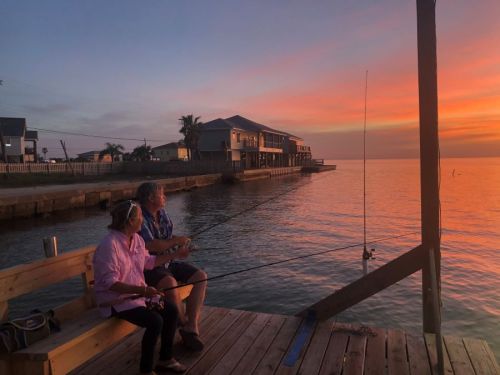 Sunset over Copano Bay while fishing